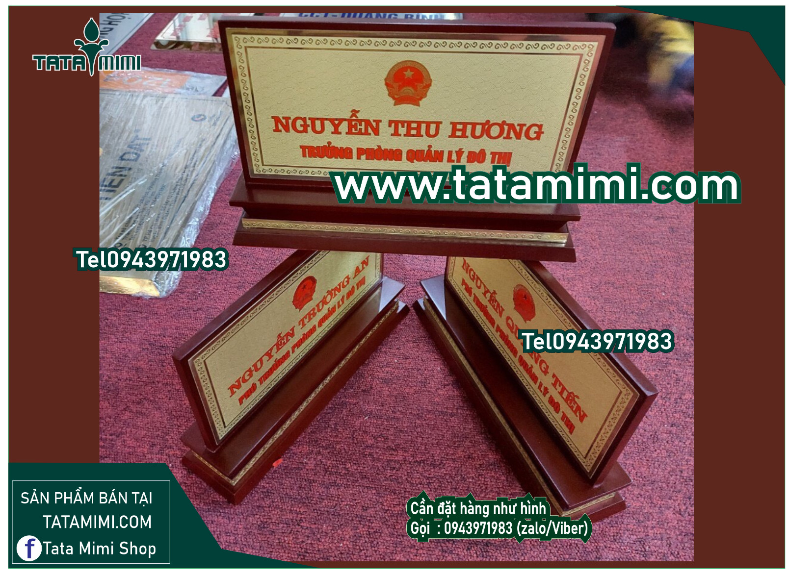 Biển chức danh để bàn sang trọng từ gỗ và inox