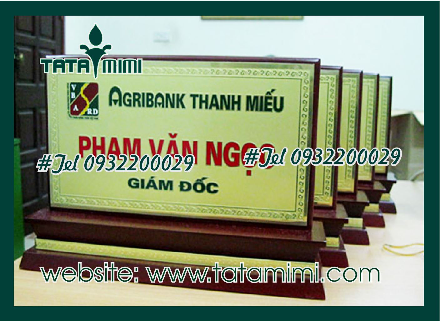 Biển Chức Danh bằng gỗ mặt đồng sang trọng