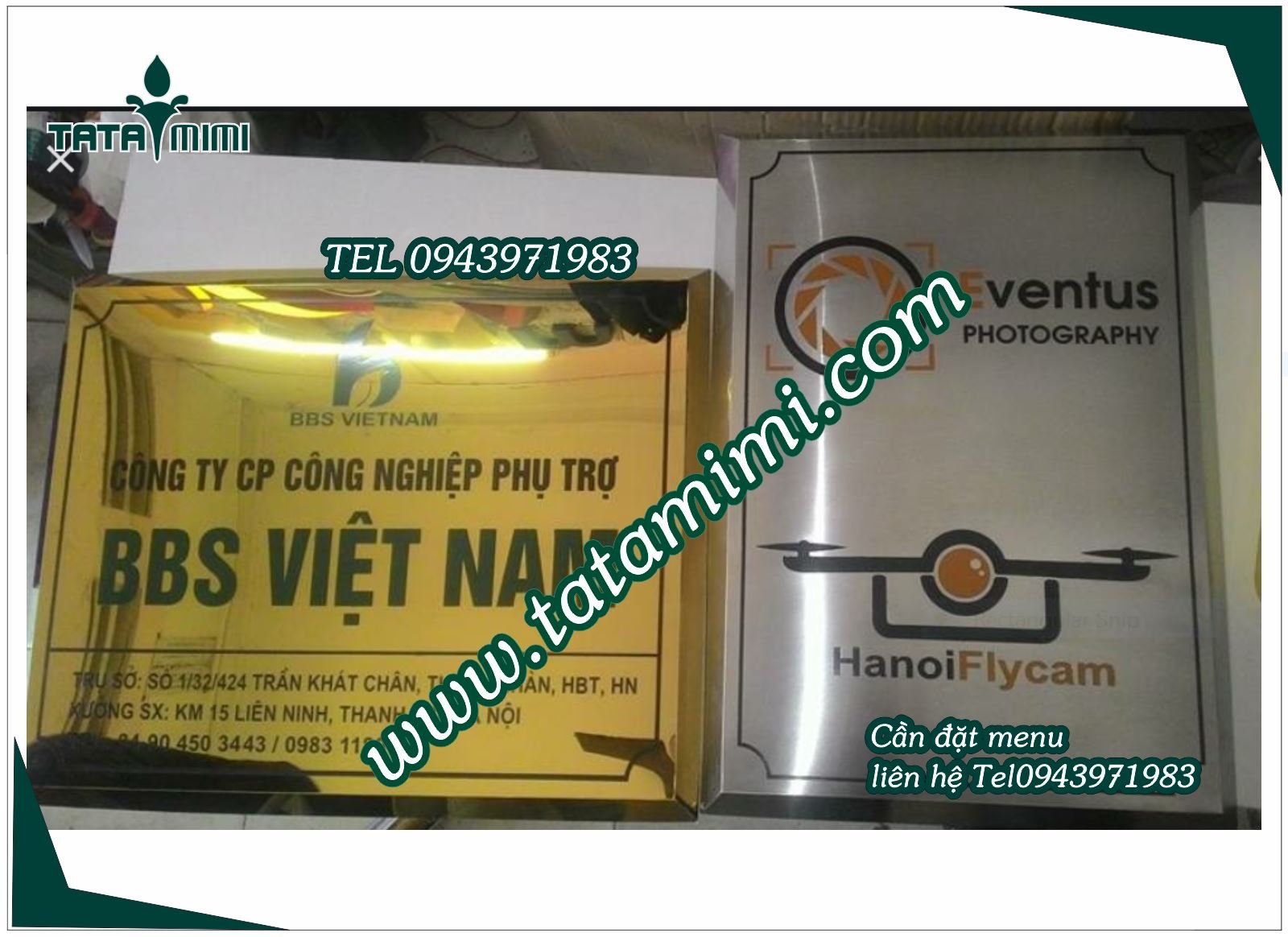 Biển công ty inox màu vàng bền với thời gian