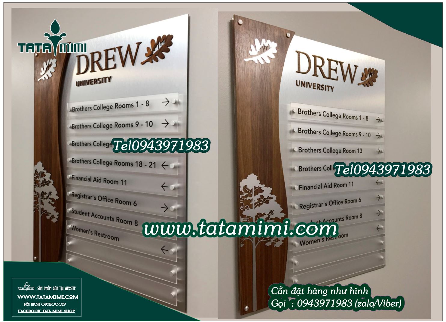 Biển chỉ dẫn gắn tường của tòa nhà