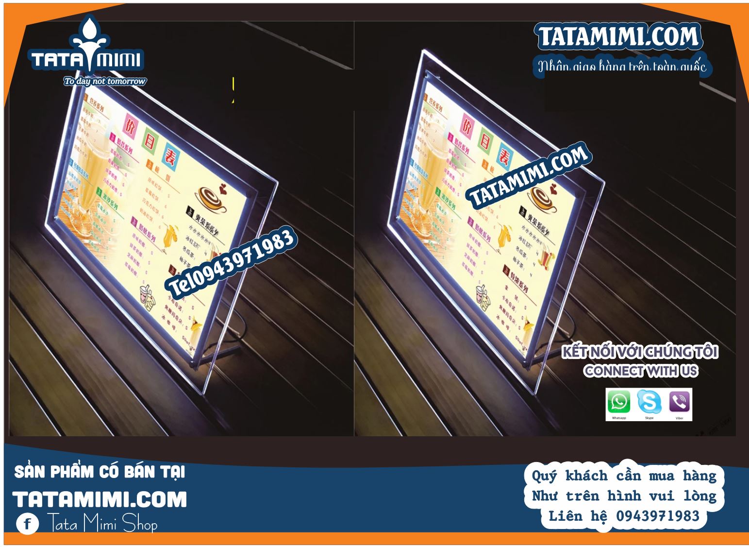  Biển menu led làm theo kích thước quầy