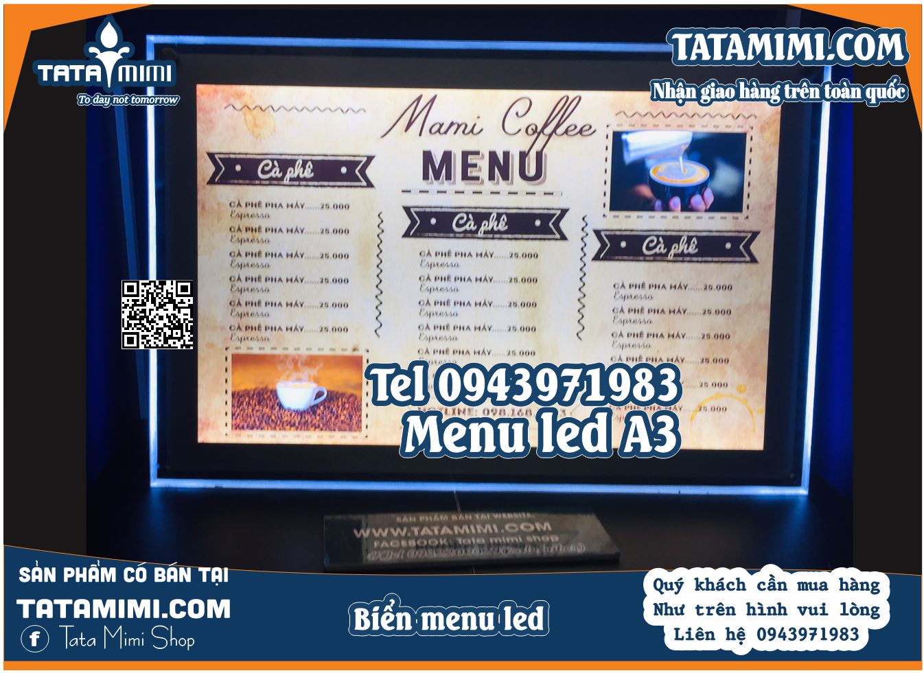Biển menu led treo tường kích thước lớn