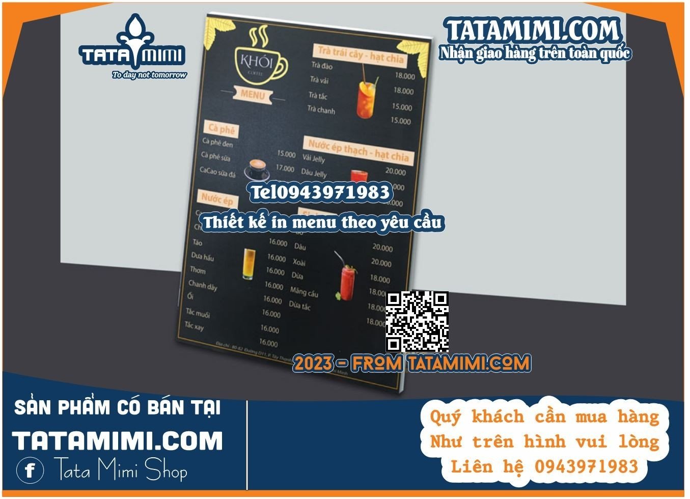 Biển menu cầm tay hoặc gắn tường từ fomex