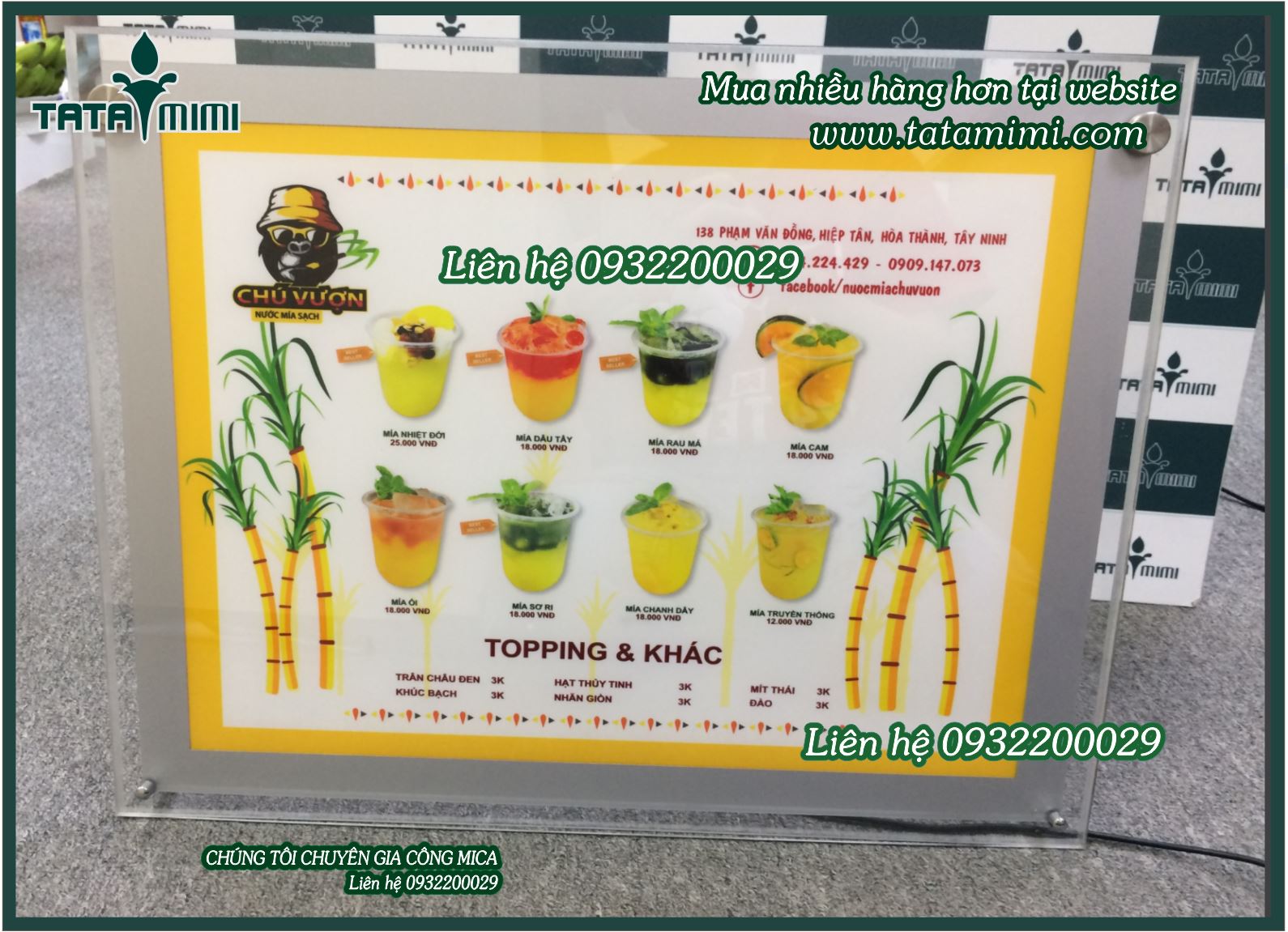 Menu led trà sữa để bàn