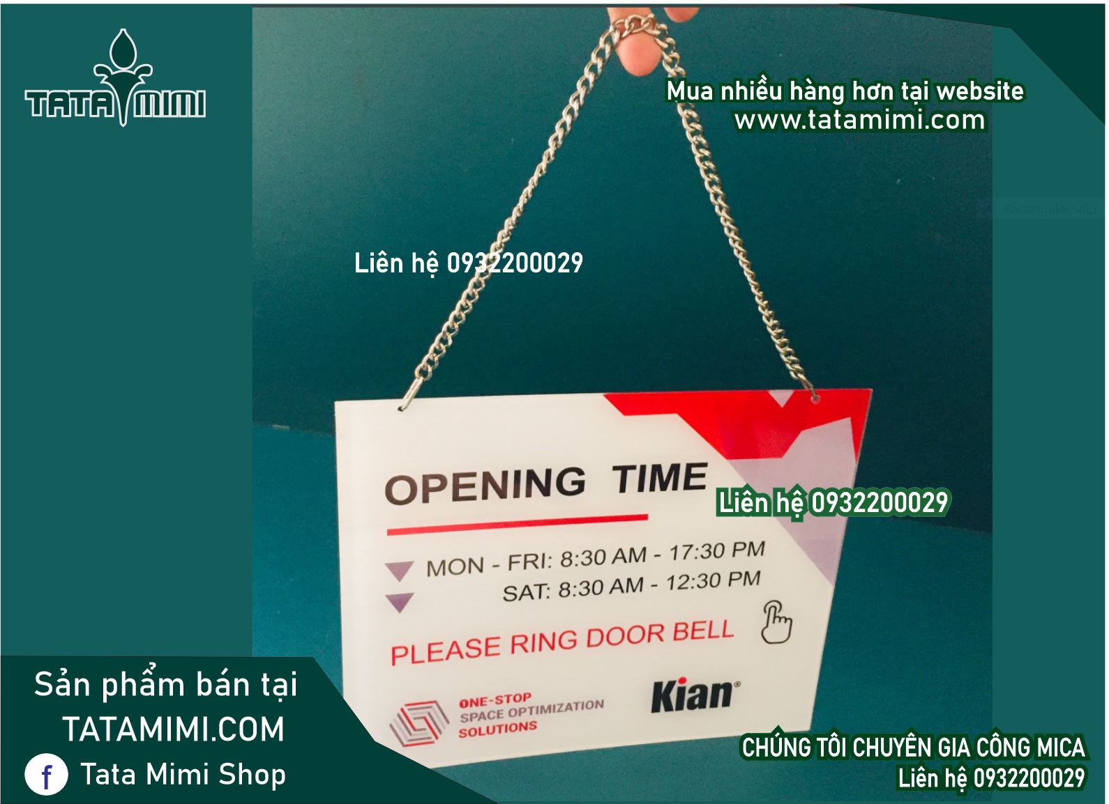 Biển open - close gỗ mica inox