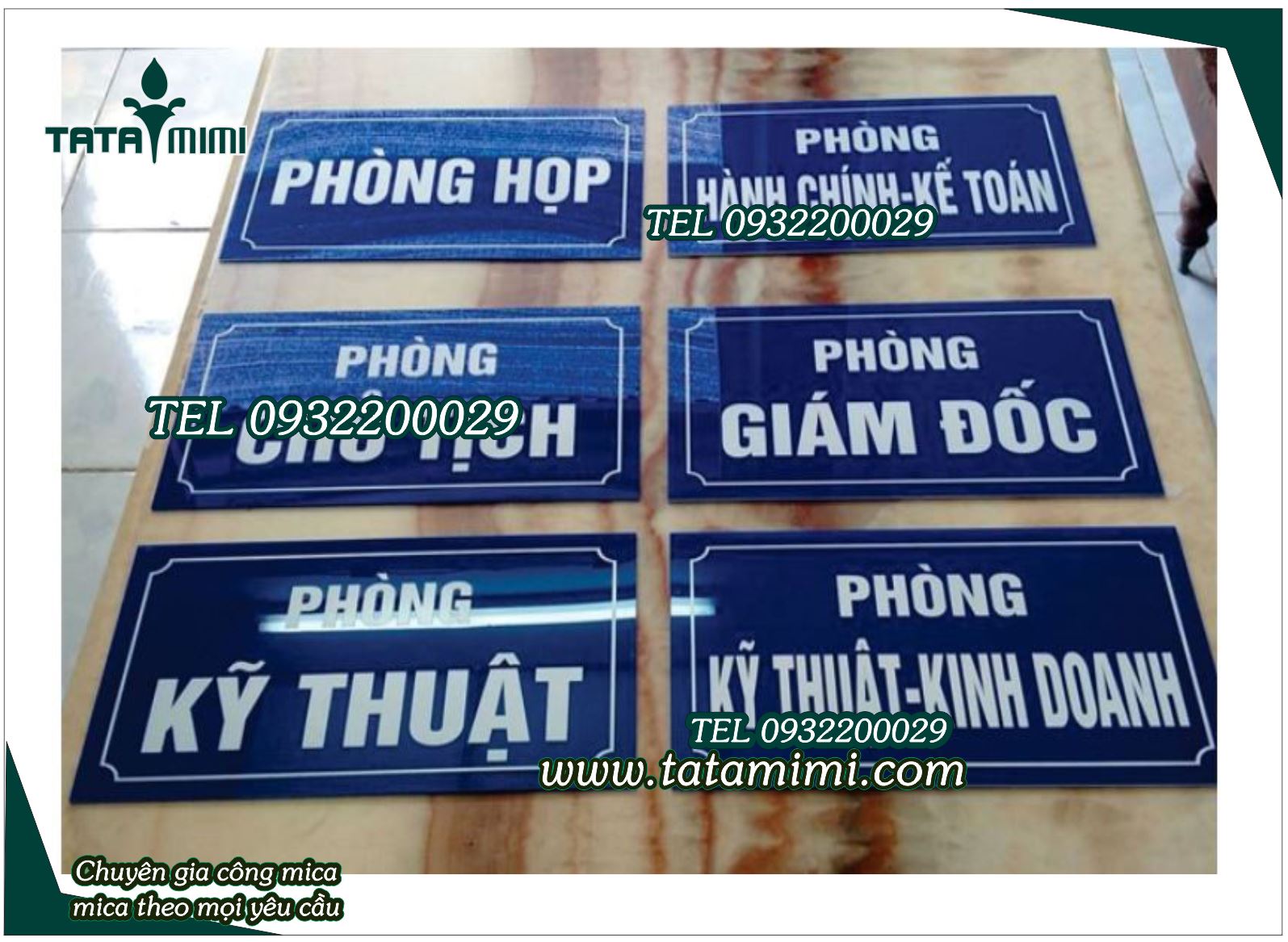 Biển phòng ban inox mica có dán sẵn băng keo