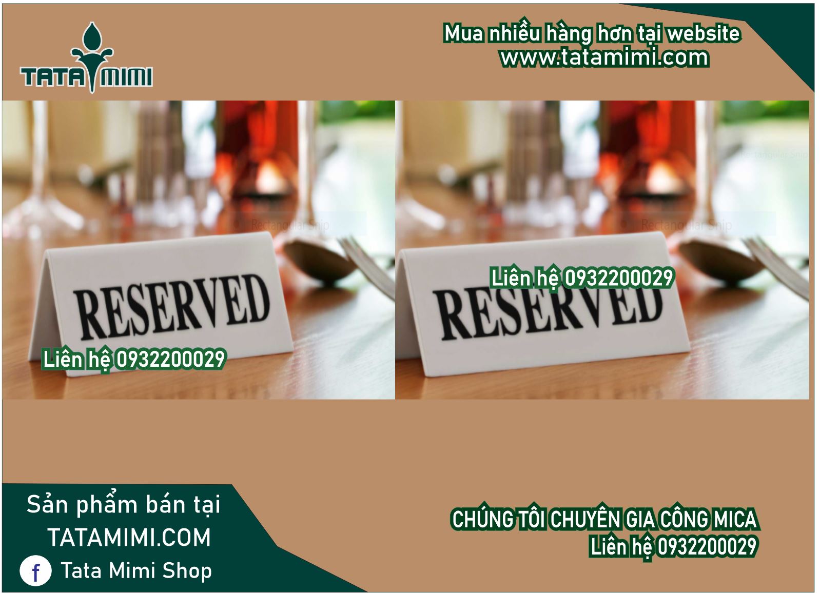 Bảng “reserved” làm từ các chất liệu