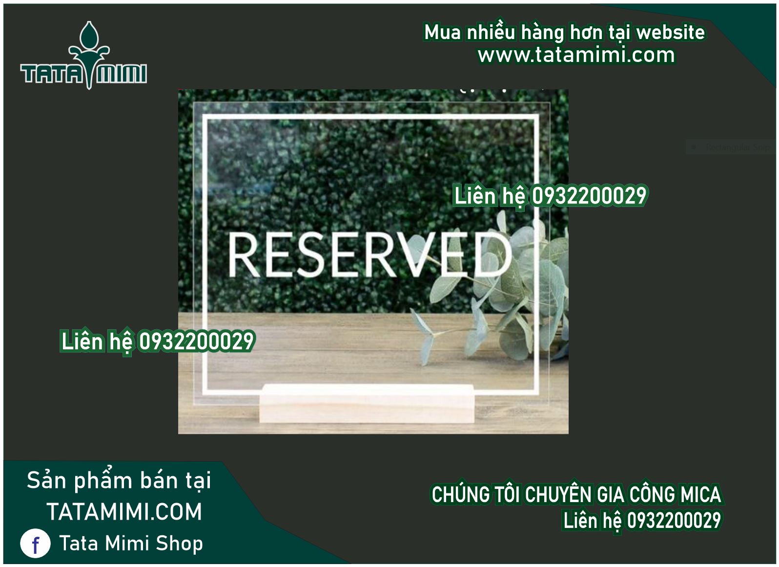 Biển đặt chỗ từ inox in UV