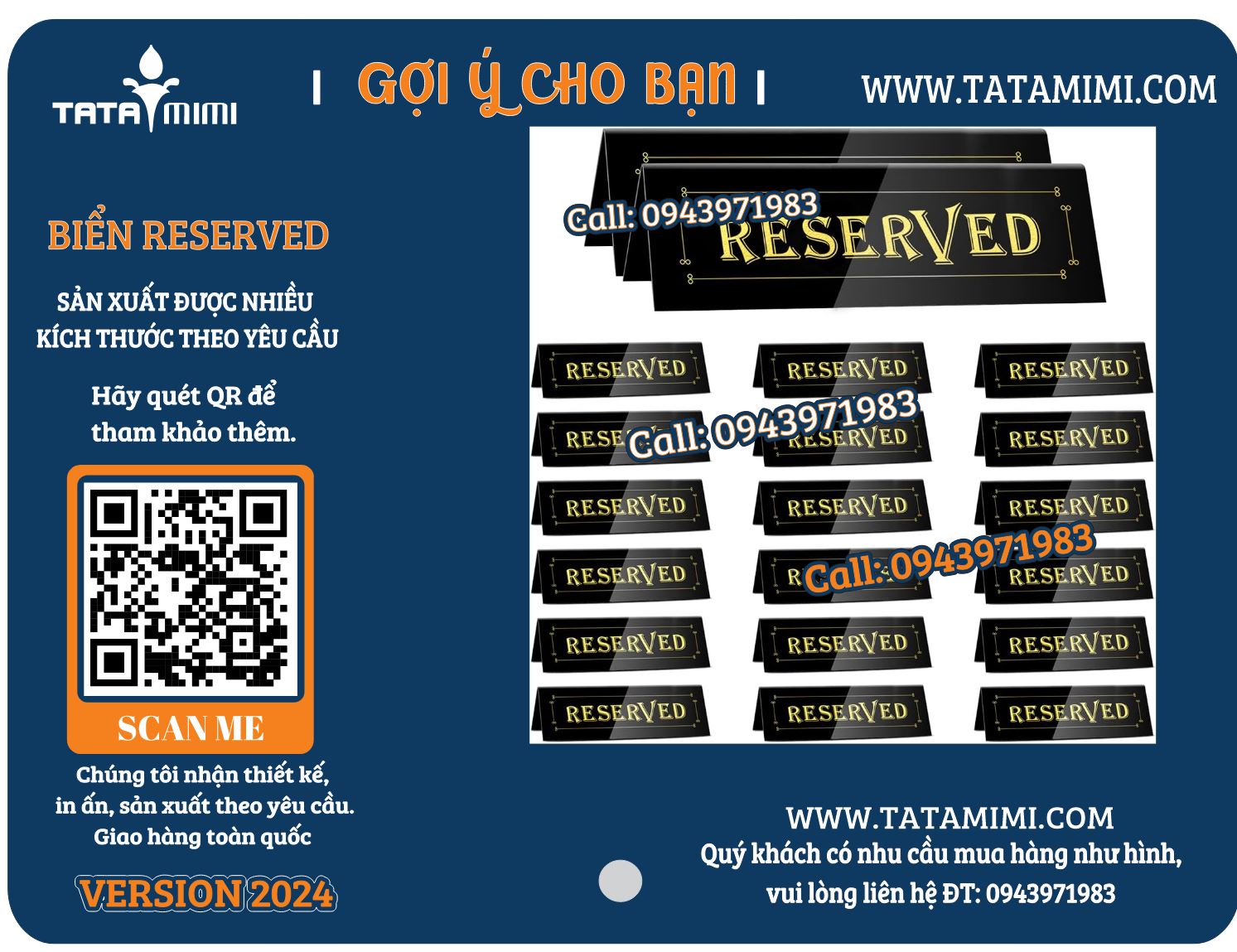 15 Mẫu Biển Reserved, Biển Đặt Bàn 