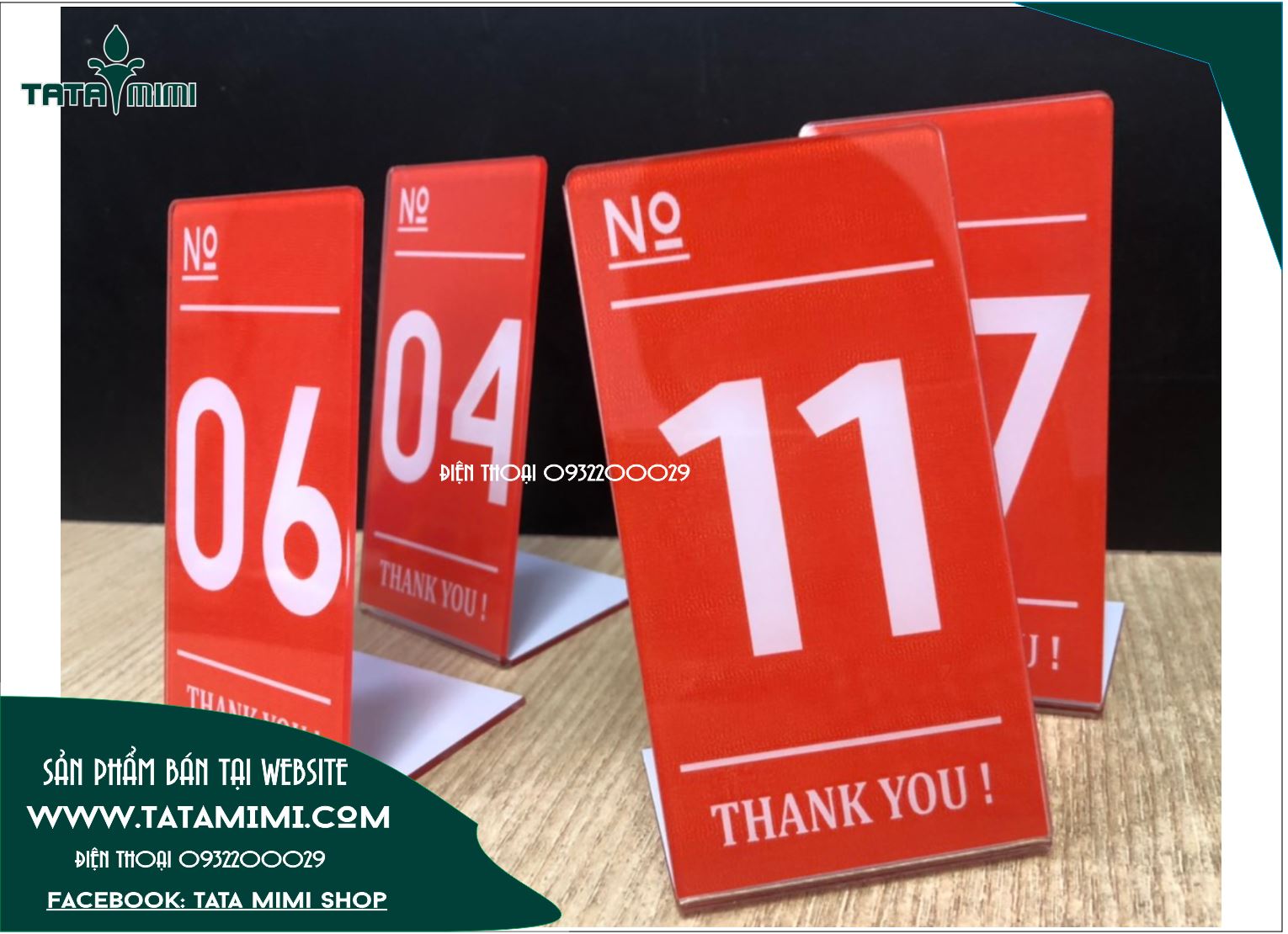 Combo 15 Thẻ bàn mica có sẵn màu cam