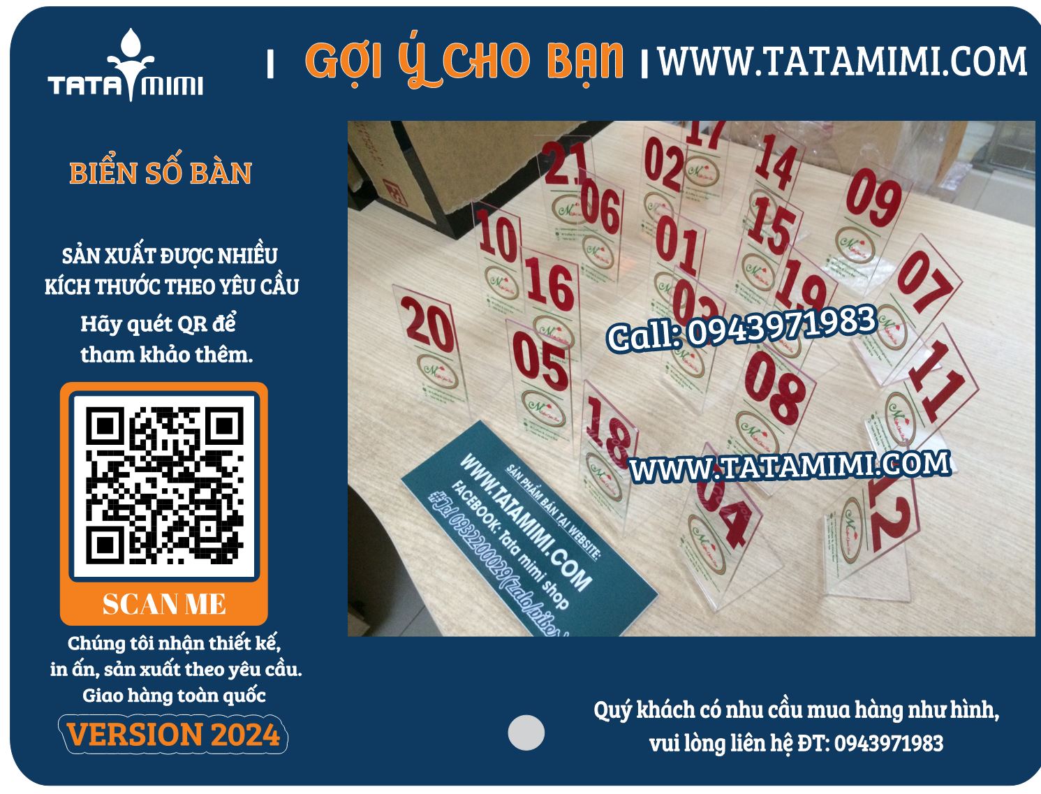Mẫu biển số bàn mica đẹp