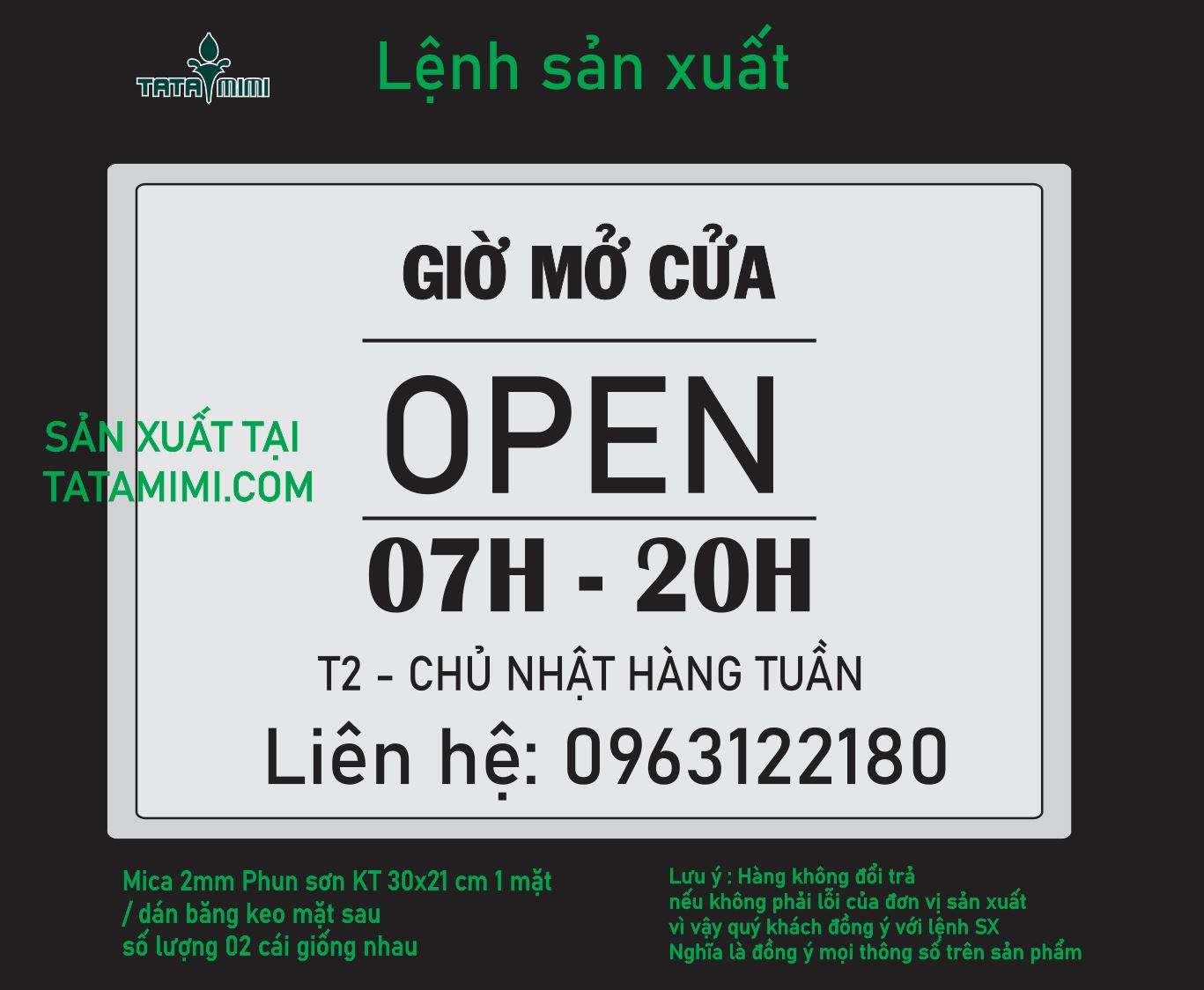 Biển open - close gỗ mica inox