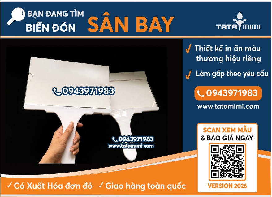 Báo giá biển đón khách A4 tay cầm 14cm giao Nha Trang có xuất hóa đơn