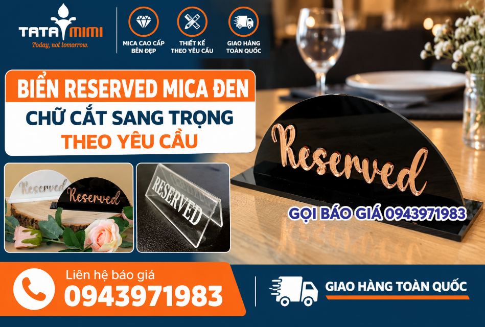 Biển Reserved mica đen