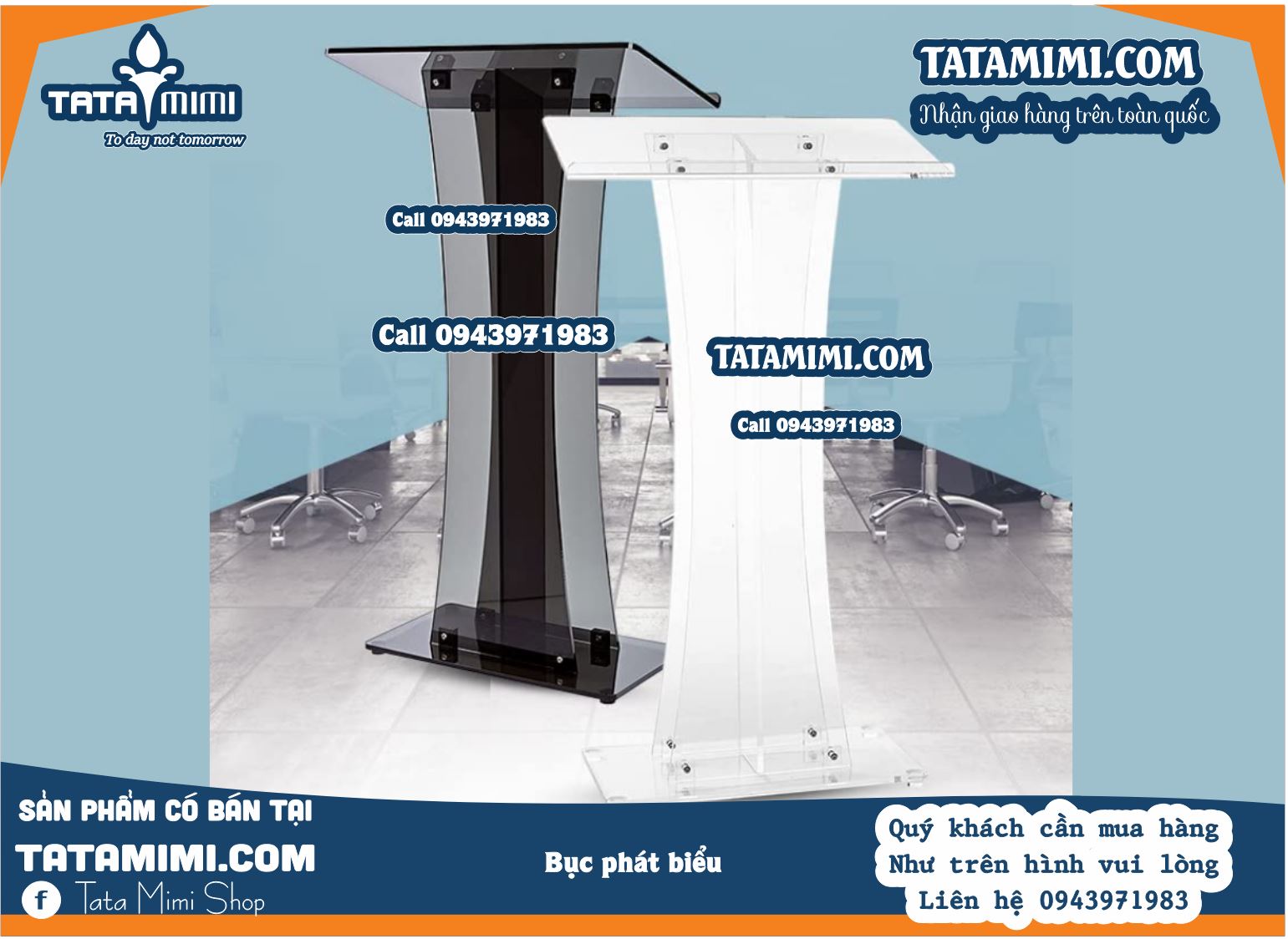 Bục phát biểu trong hay in decal màu