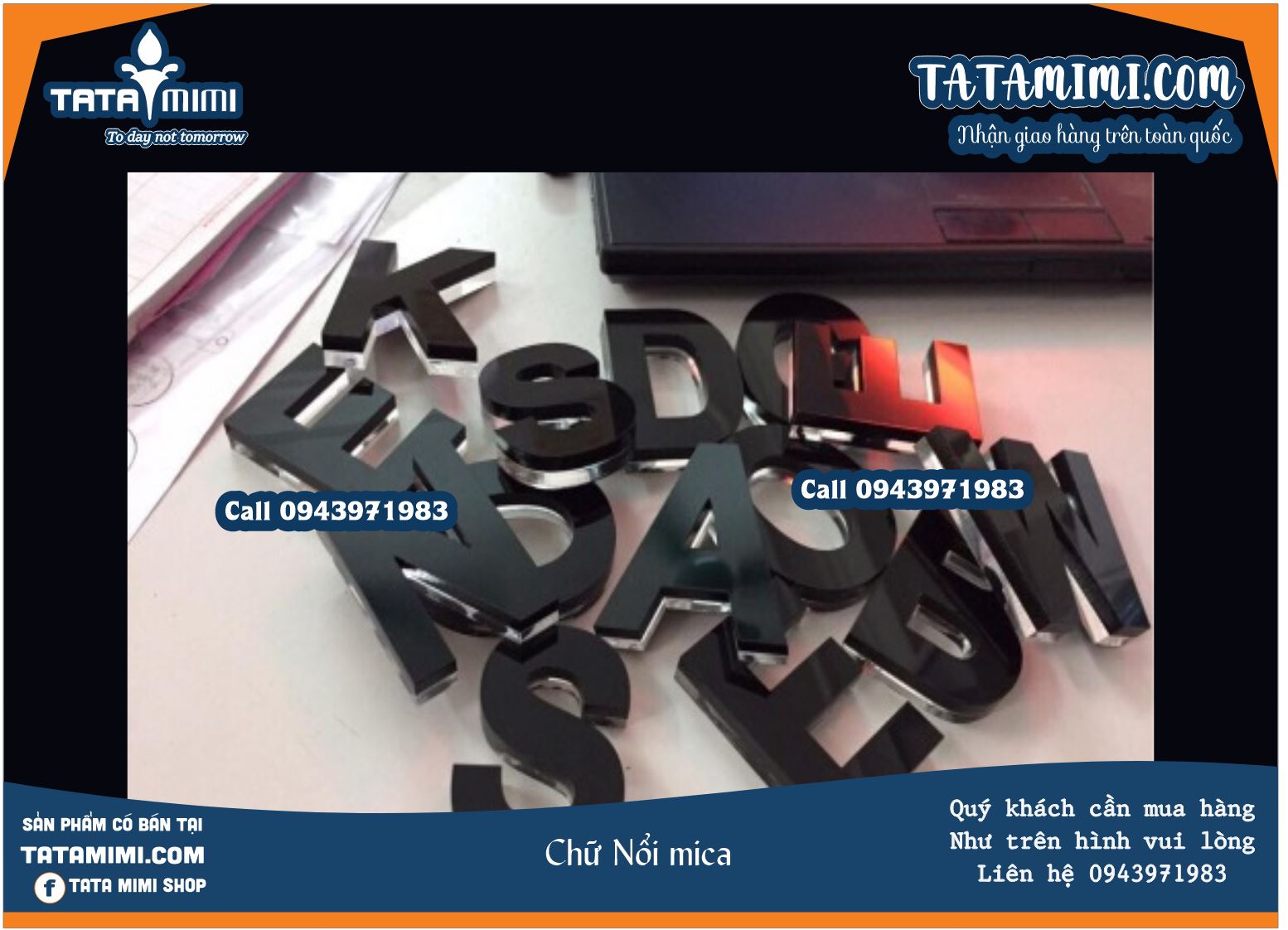 Chữ nổi làm từ inox hoặc mica