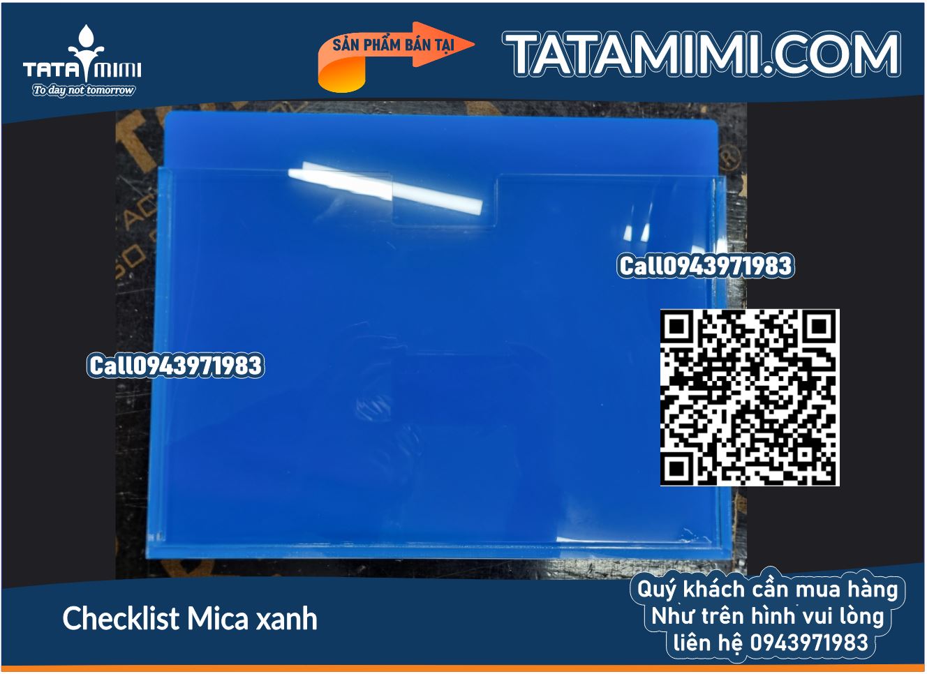 Kệ Checklist A5 Ngang Màu Xanh