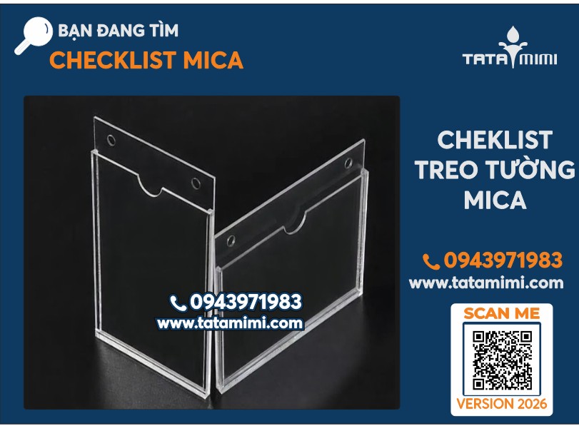 Checklist mica A4, A5 để bàn – treo kệ highrack cho nhà máy, nhà xưởng.
