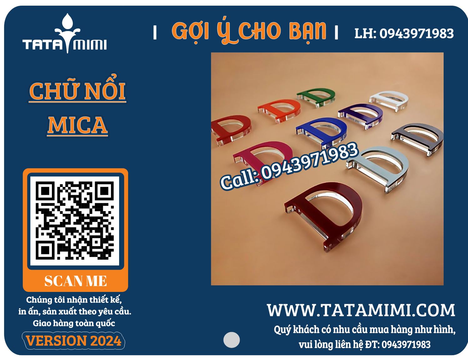 Mẫu Chữ Nổi, Logo Mica, Inox Gắn Tường 