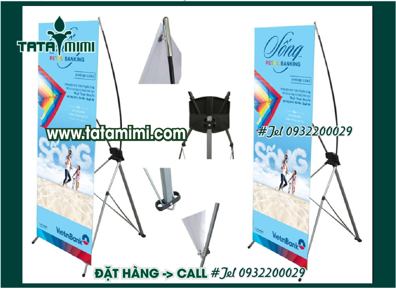 Standee gấp gọn và nội dung in ấn được thay đổi