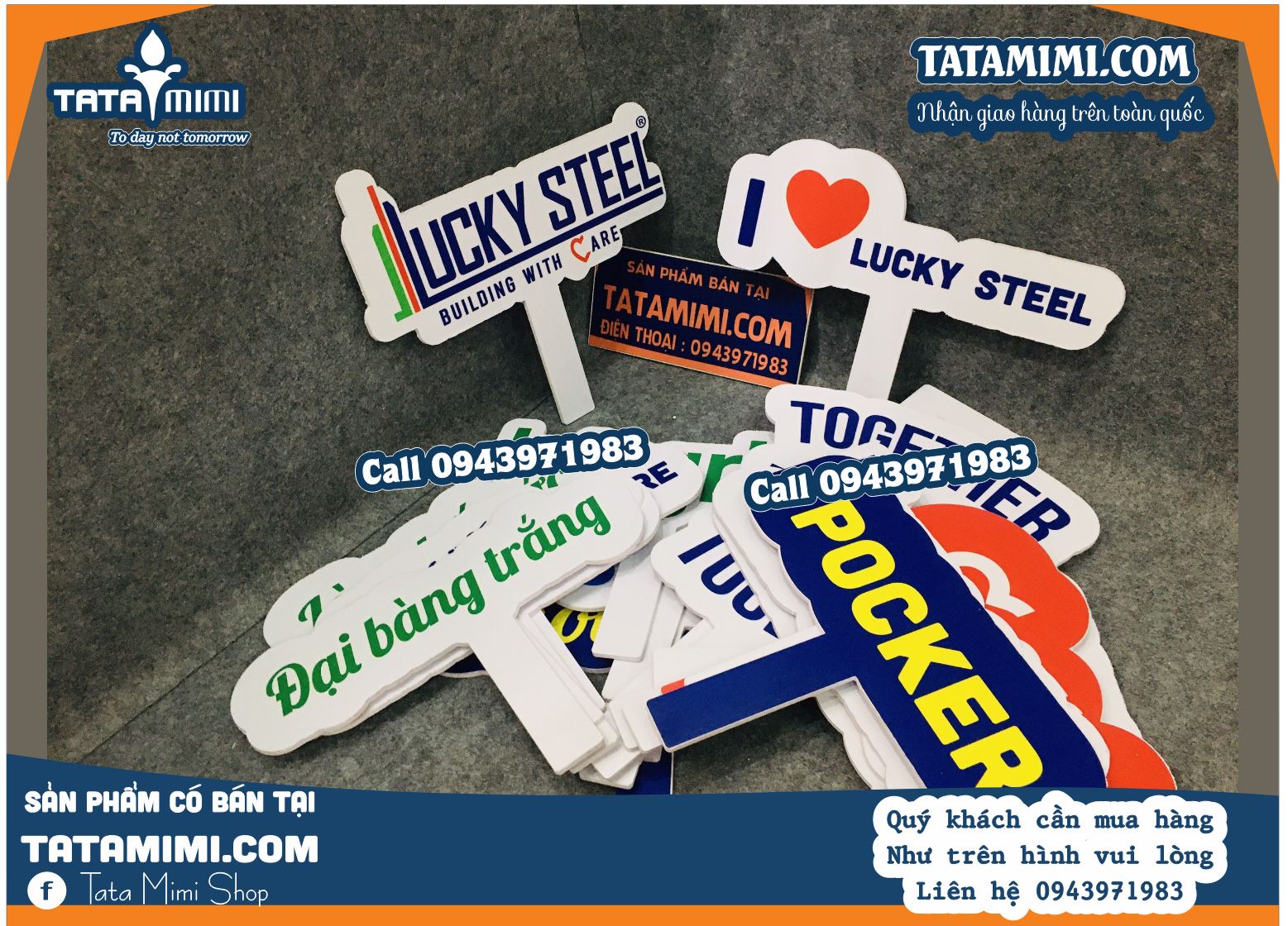In hashtag cầm tay từ chất liệu nhẹ