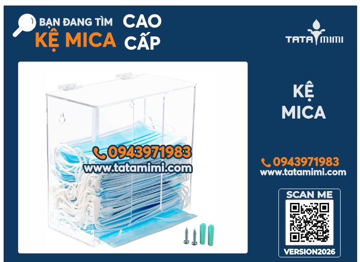 Hộp Mica Đựng Khẩu Trang Treo Tường Trong Suốt