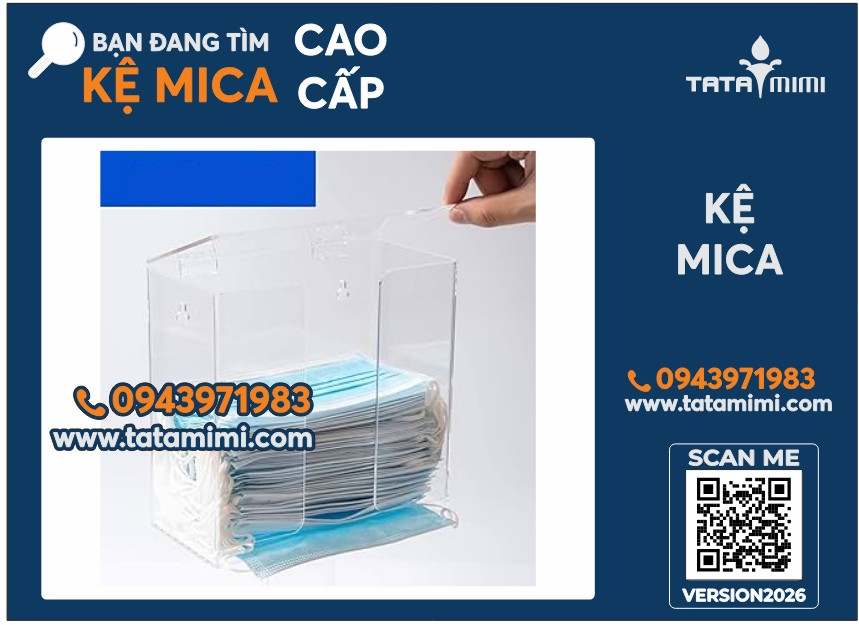 Hộp Mica Đựng Khẩu Trang Treo Tường Trong Suốt