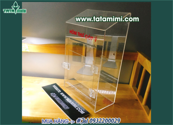 Thùng thư góp ý từ mica trong và trắng sữa