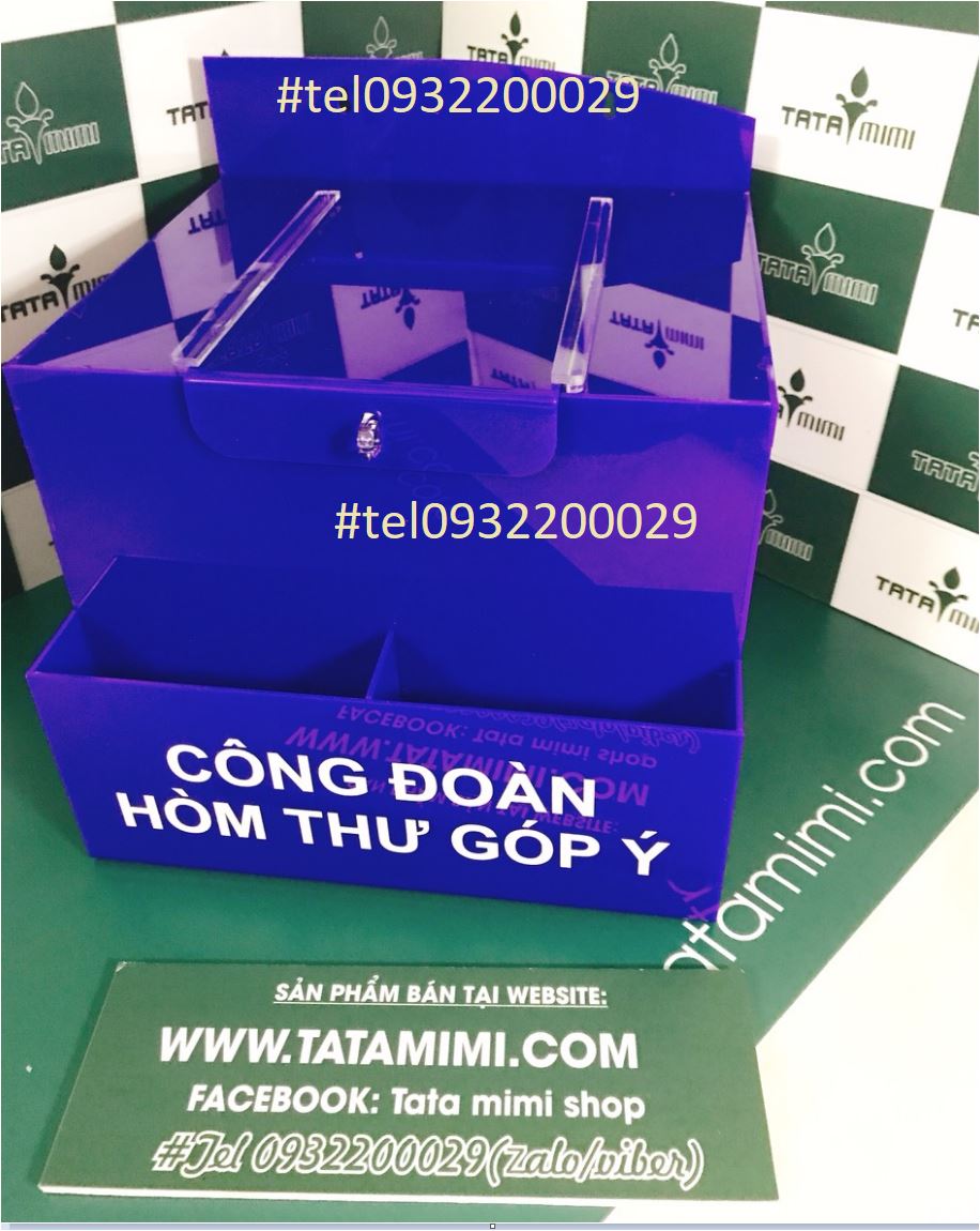 Hòm thư góp ý từ mica màu xanh coban 