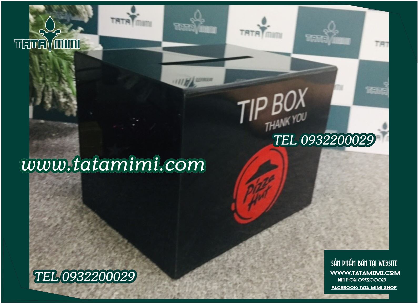Thùng tip box từ 2 màu mica đen và trắng