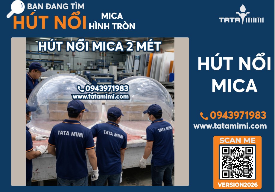 Hút nổi bán cầu mica 60cm, 80cm, 99cm – Nhận làm từ 10cm đến 2 mét theo yêu cầu