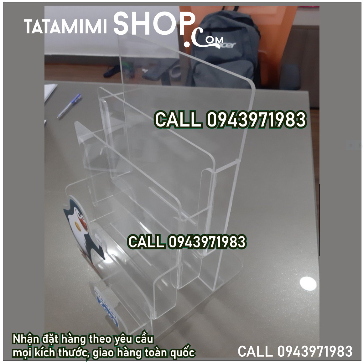 Kệ mica để bàn kích thước A5 ngang