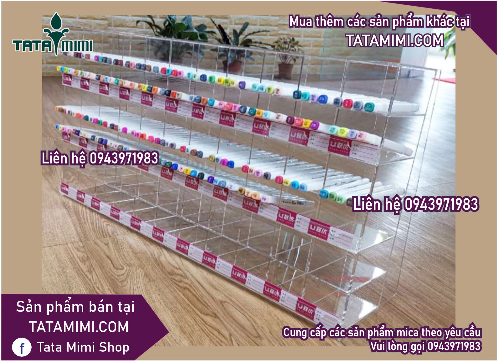 Kệ sản phẩm từ mica trên quầy