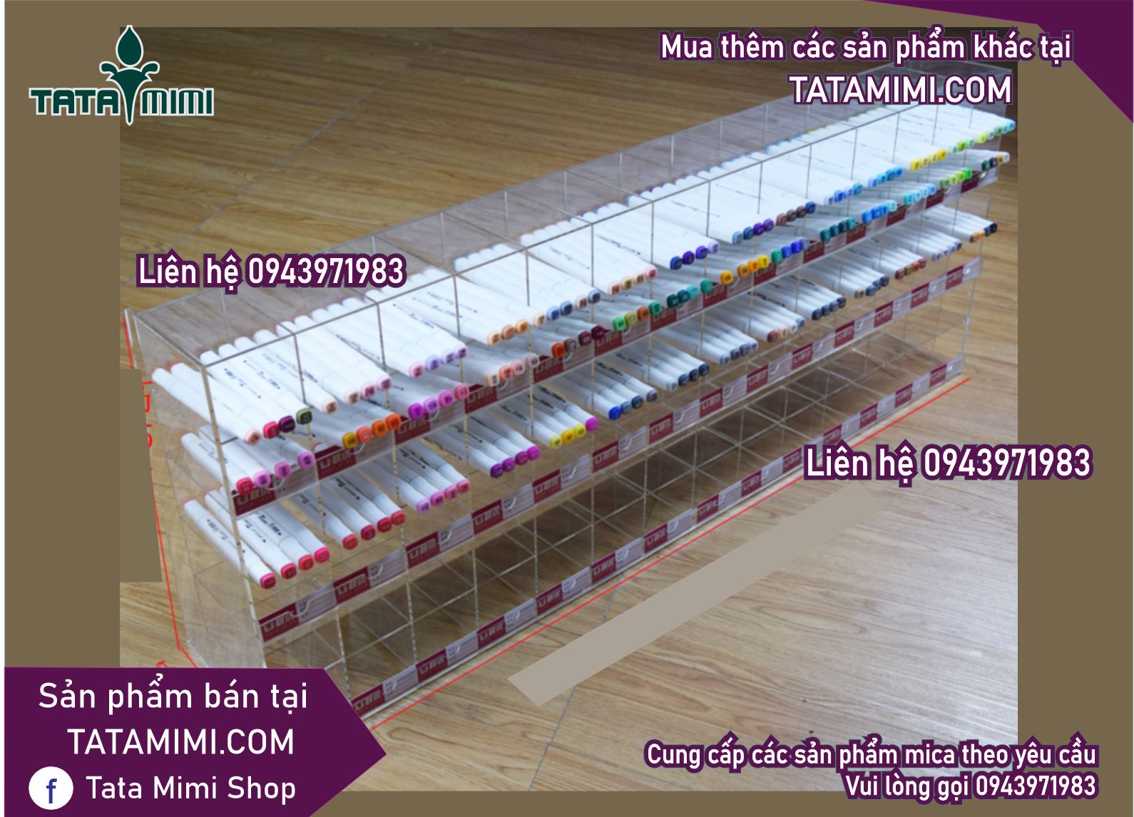 Kệ sản phẩm từ mica trên quầy