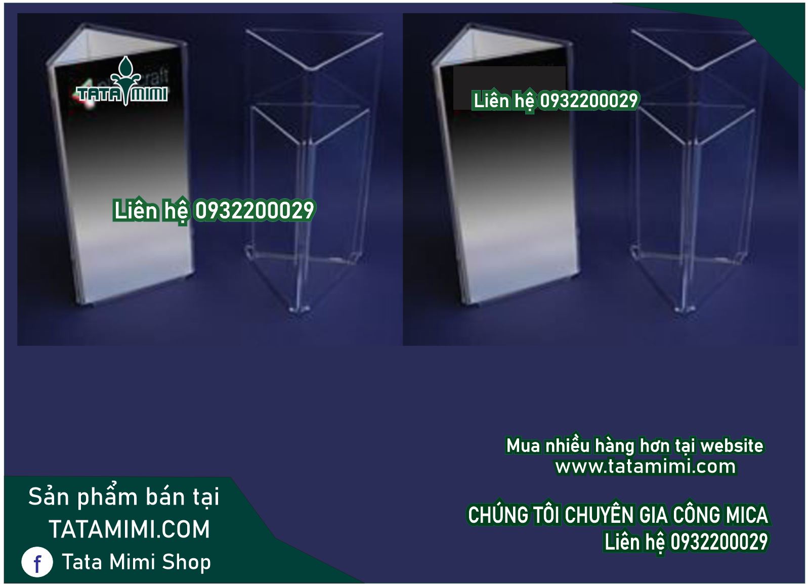 Kệ mica 3 mặt để bàn