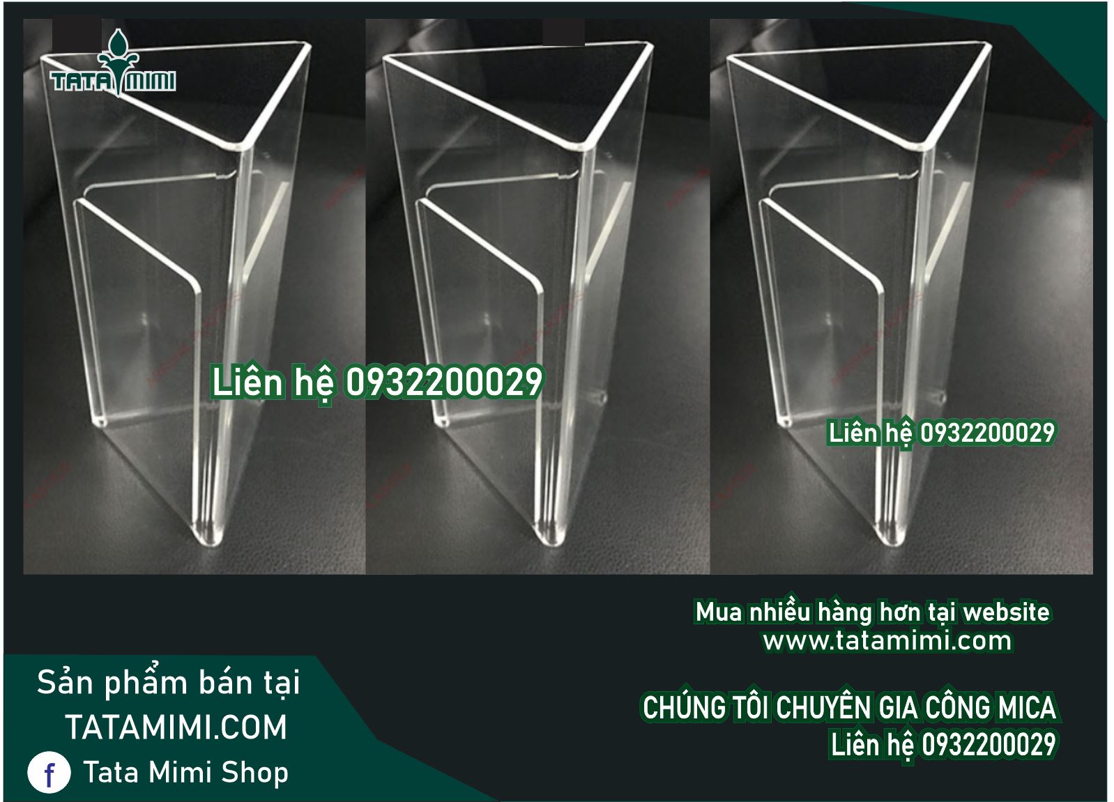 Kệ mica 3 mặt để bàn