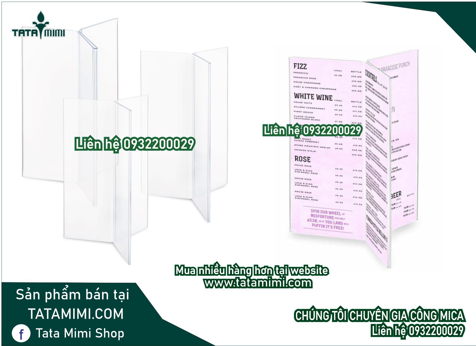 Kệ mica 3 mặt để bàn