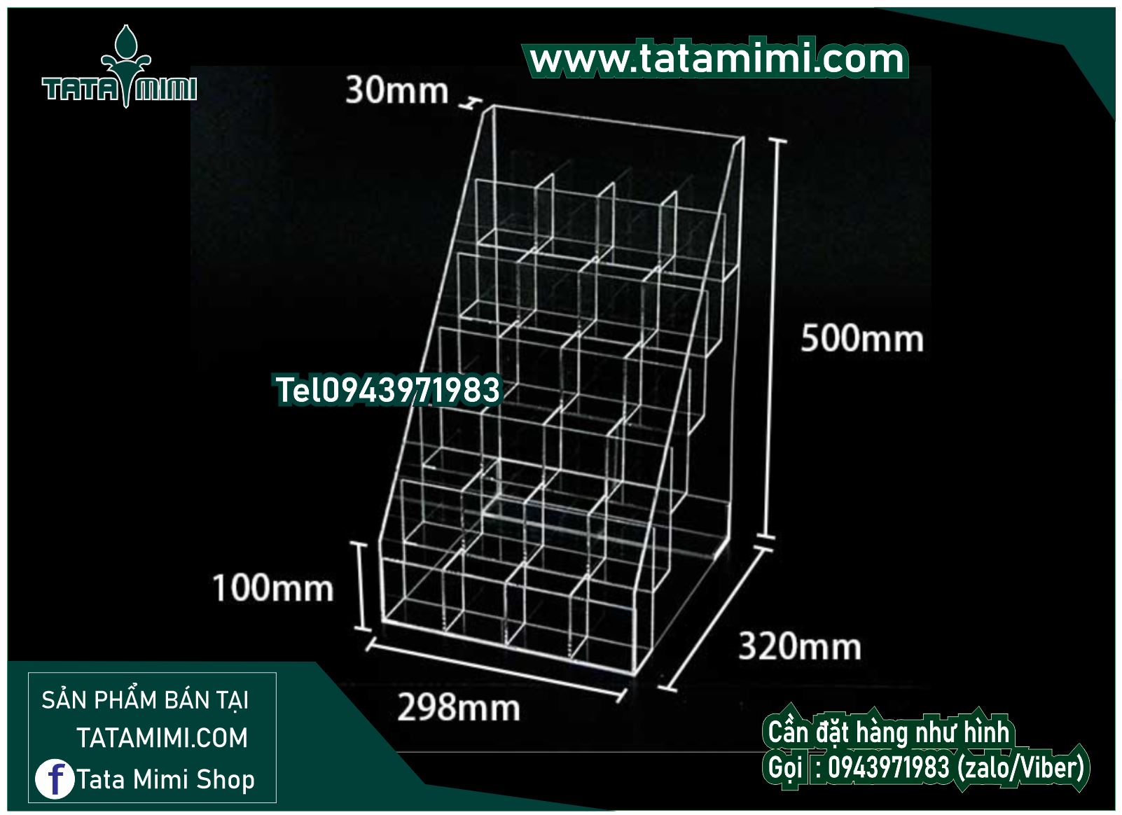 Kệ sách -kệ mỹ phẩm bằng mica