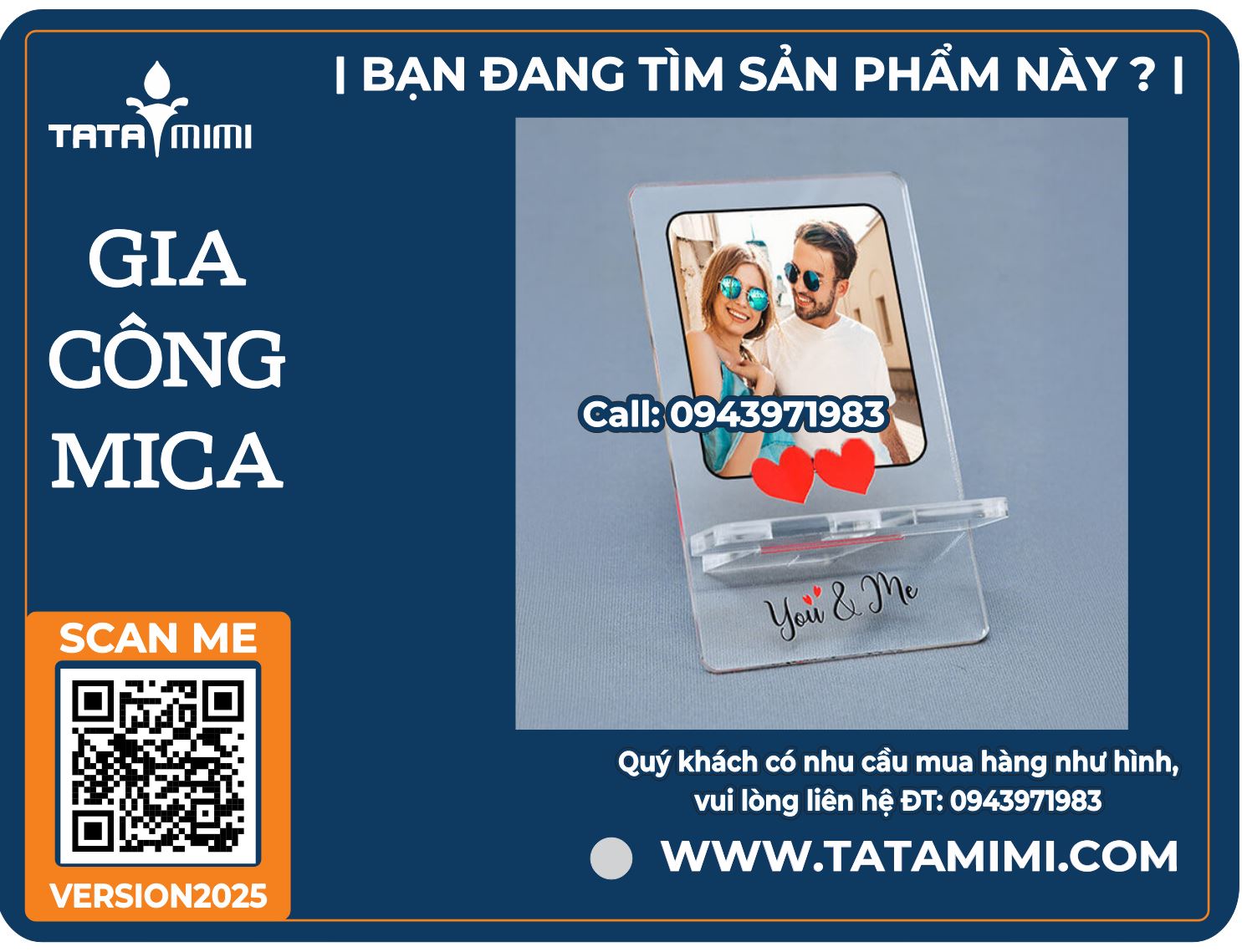 Kệ mica để điện thoại để bàn trong suốt, in ảnh – khắc QR – thiết kế theo yêu cầu