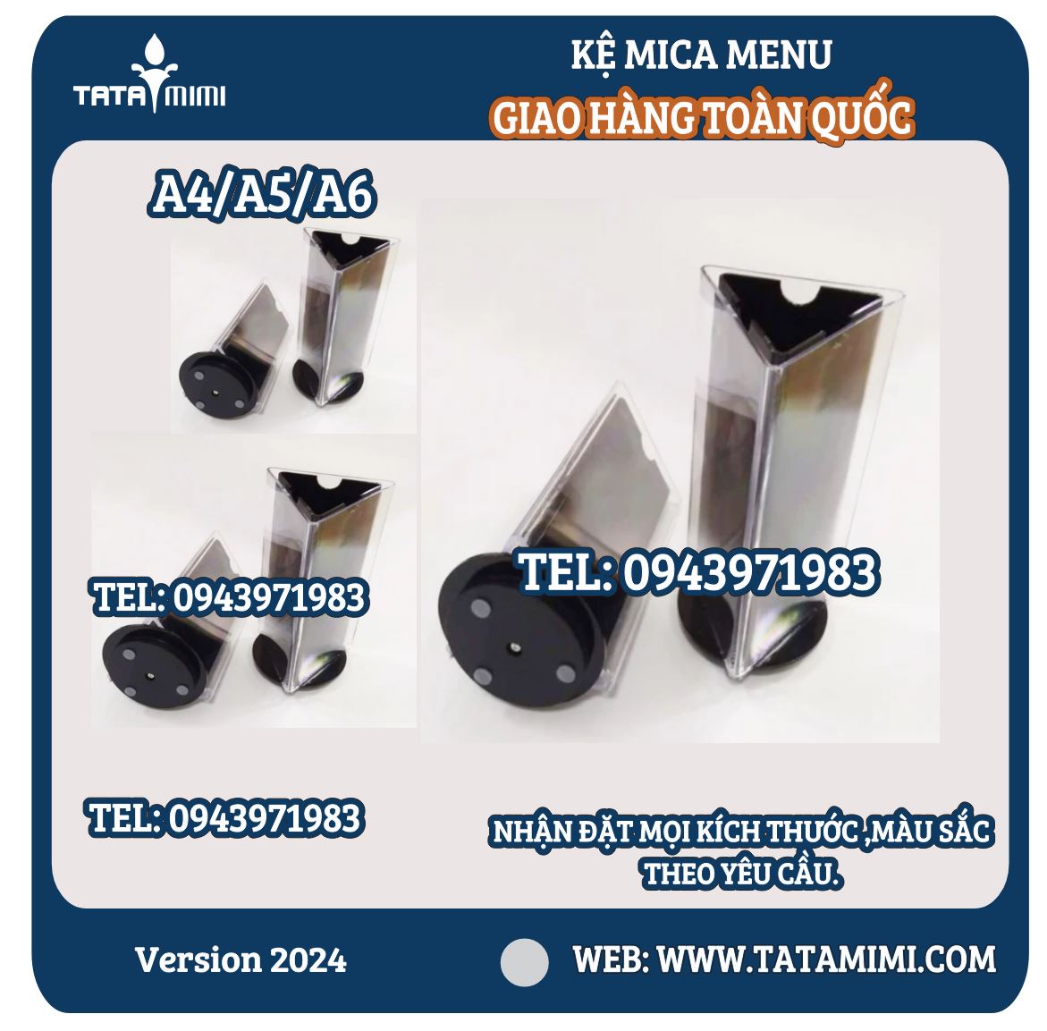 Kệ mica menu A4 đế đen - Giải pháp trưng bày menu chuyên nghiệp