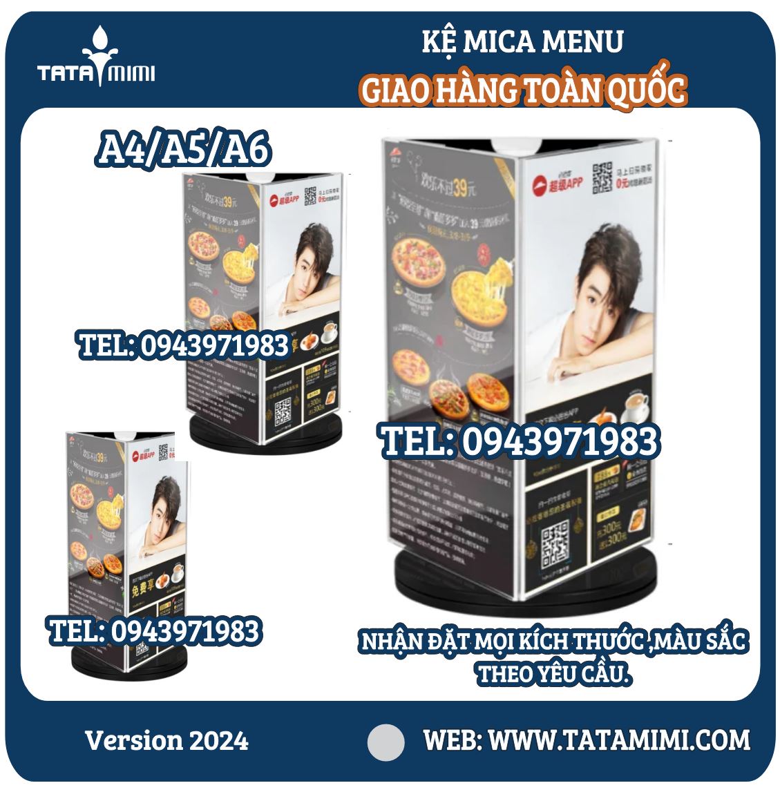 Kệ mica menu A4 đế đen - Giải pháp trưng bày menu chuyên nghiệp