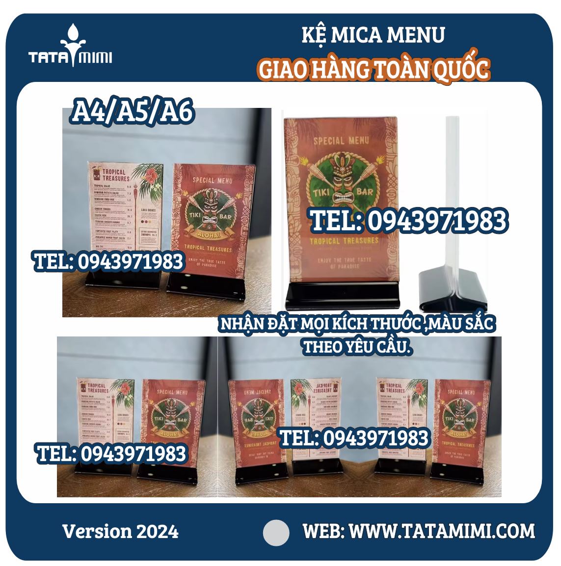 Kệ mica menu A4 đế đen - Giải pháp trưng bày menu chuyên nghiệp