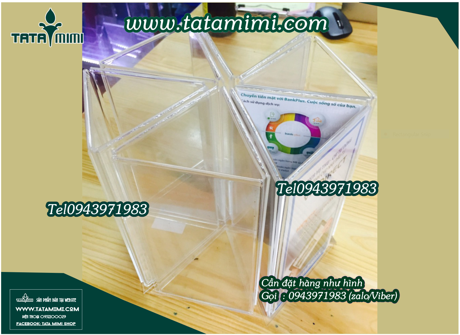 Kệ mica 3 mặt để bàn