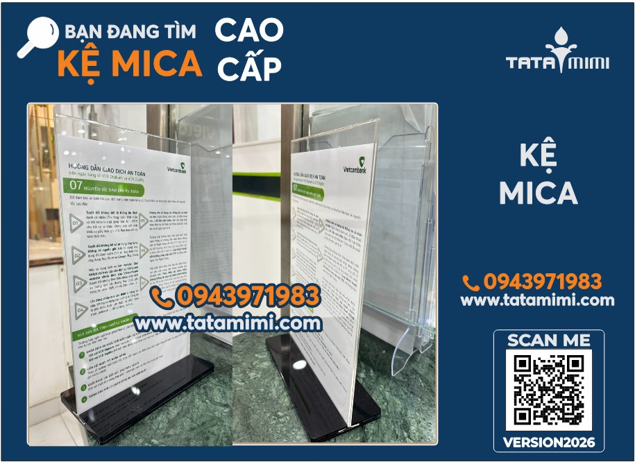 Kệ Mica Để Bàn A4 – Kệ Menu, Kệ Thông Tin, Kệ Quảng Cáo Để Bàn