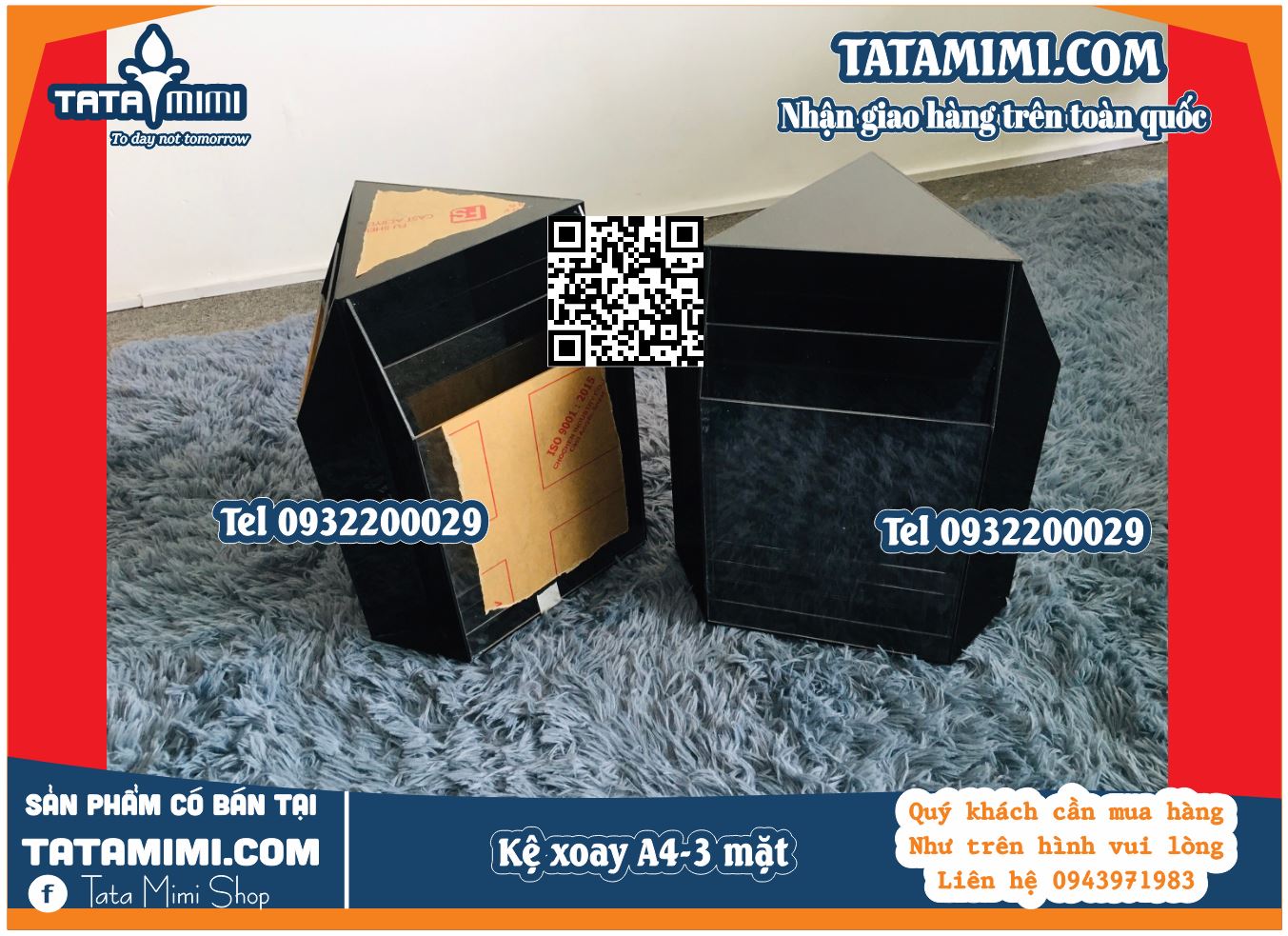 Kệ xoay 3 tầng 2 ngăn A4