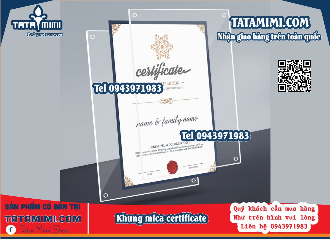 Khung mica để giấy certificate A4