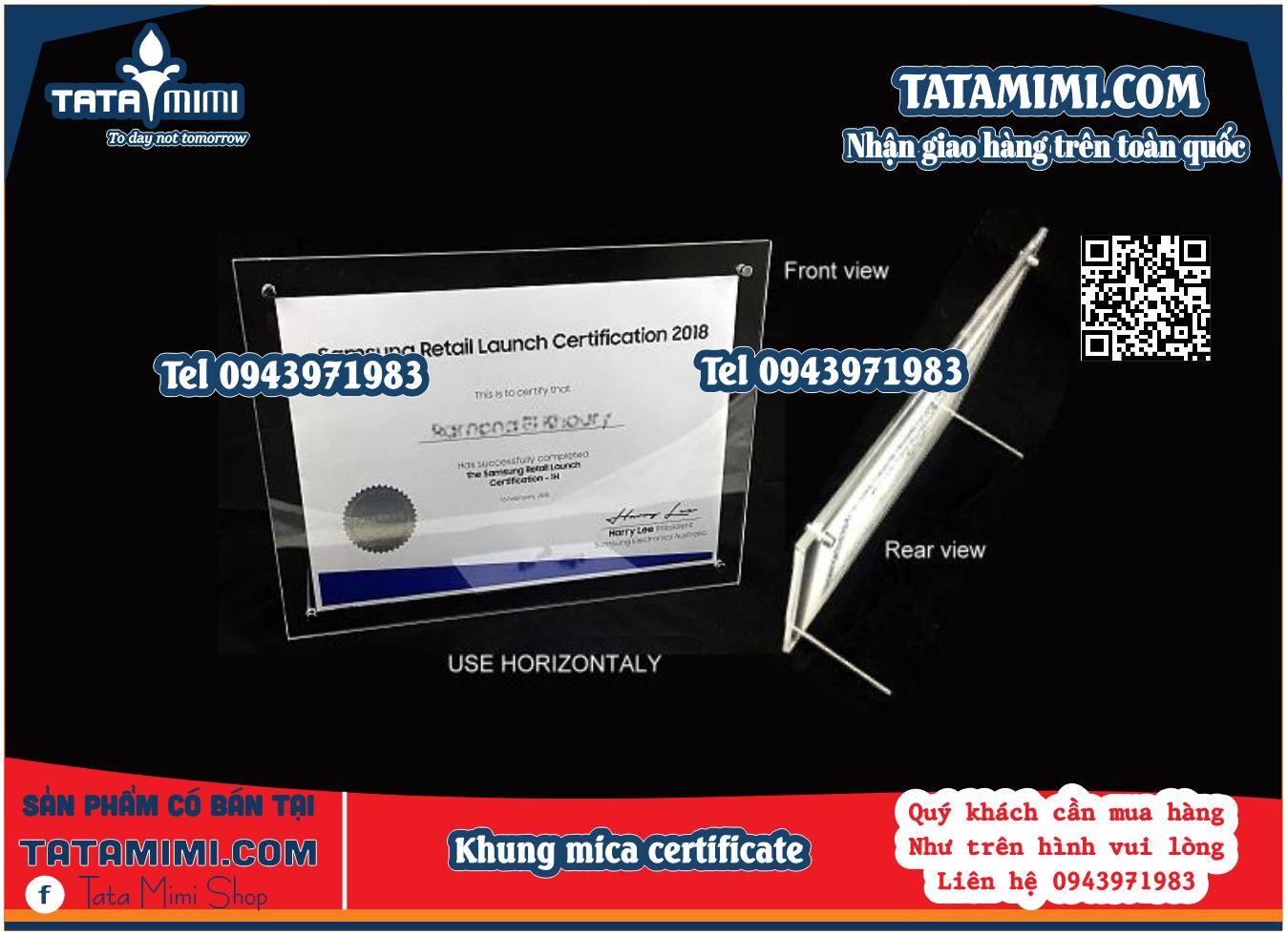 Khung mica để giấy certificate A4