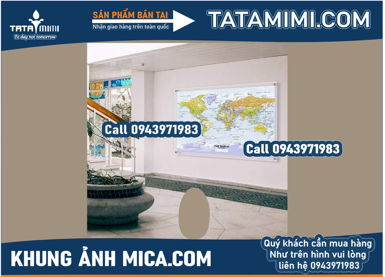 Khung mica để bàn đồ