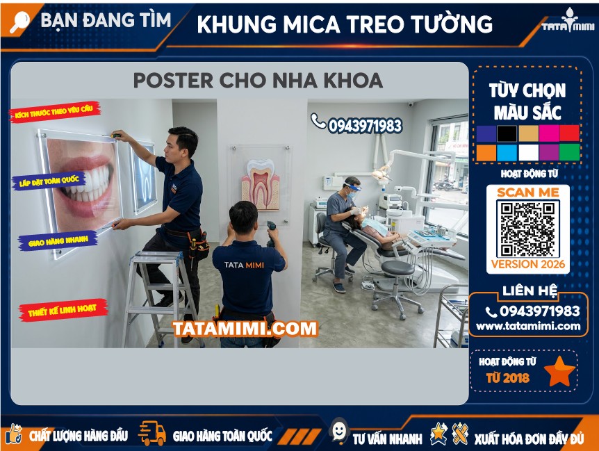 Khung Mica Treo Sơ Đồ Trong Phòng Khám Nha Khoa Hiện Đại