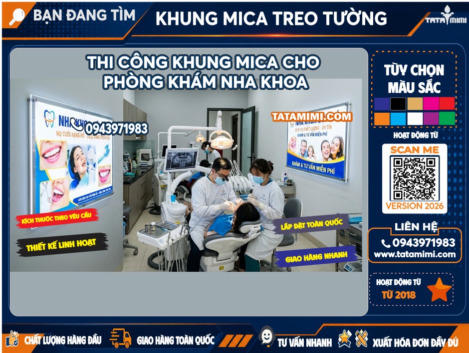 Khung Mica Nha Khoa Poster Treo Tường Cao Cấp Dễ Thay Poster
